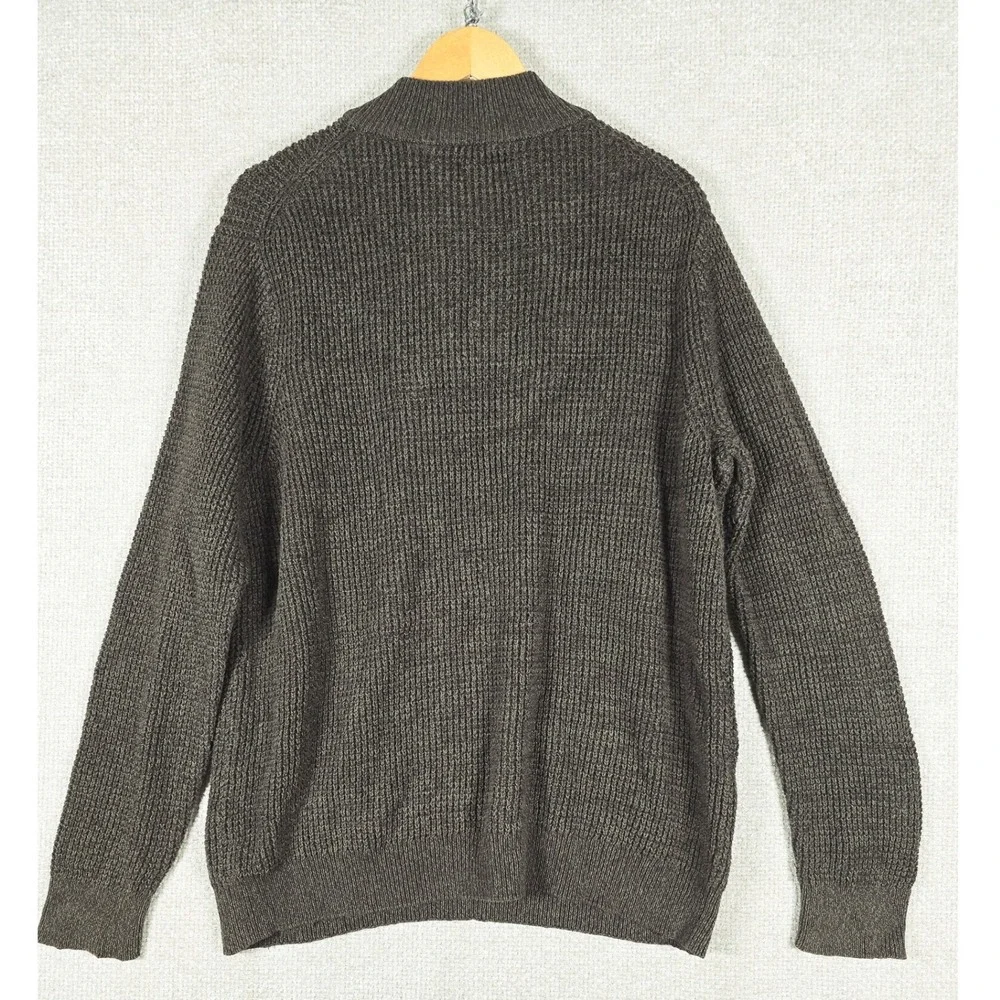 Croft & Barrow Mens XL Brown Shaker Stitch Sweater 100%‎ Cotton Henley Mock Neck
